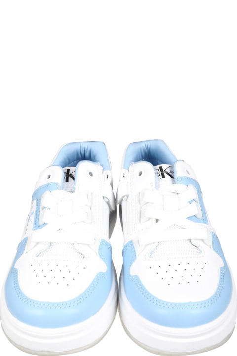 Shoes for Boys Calvin Klein Light Blue Sneakers For Kids With Logo