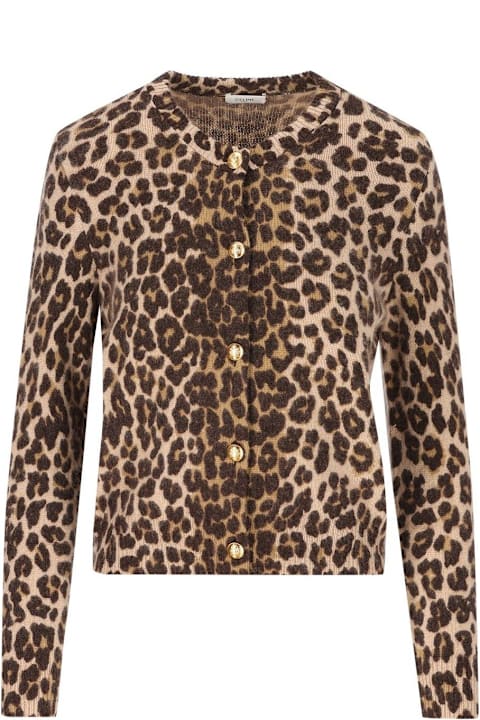 Celine Sweaters for Women Celine Leopard Patterned Long-sleeved Cardigan