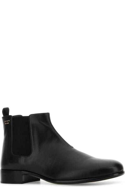 Homeware Prada Black Leather Ankle Boots