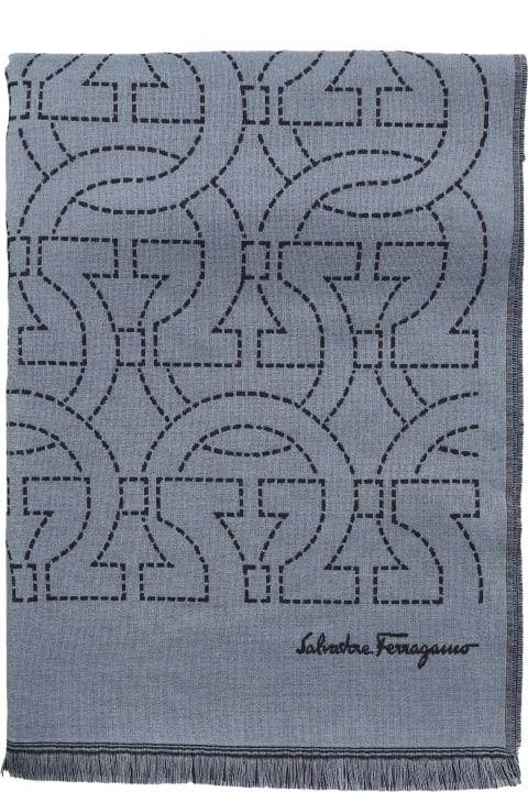 Scarves for Men Ferragamo Wool Scarf With Gancini Logo