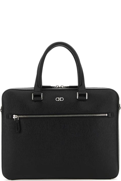 Ferragamo Luggage for Women Ferragamo Black Leather Revival Briefcase