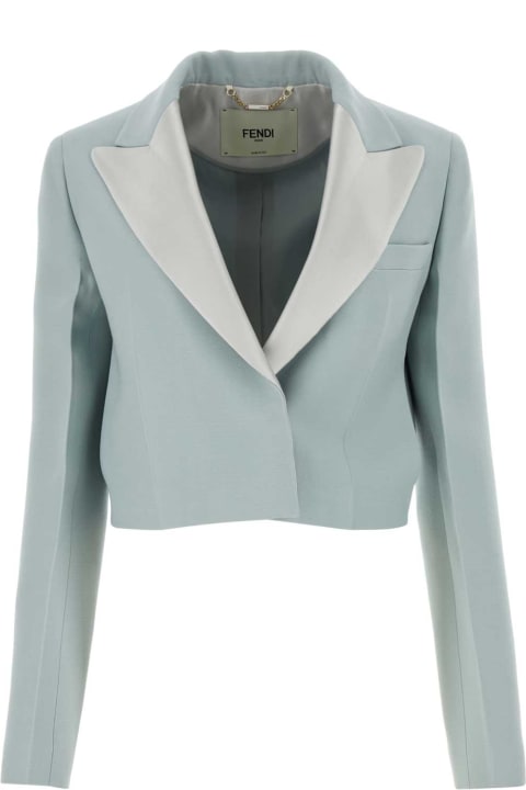 Coats & Jackets for Women Fendi Powder Blue Wool Blend Blazer