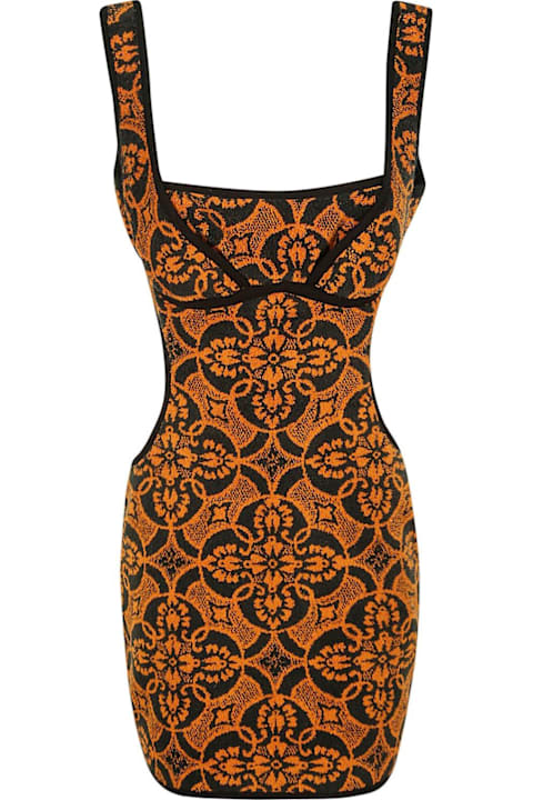 Homeware Marine Serre Geometric Pattern Embroidered Squaredneck Mini Dress