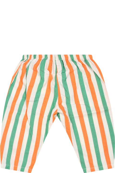 Bobo Choses Bottoms for Baby Boys Bobo Choses Ivory Trousers For Babykids With Logo