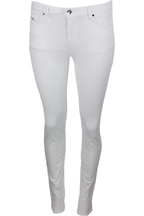 White Jeans Trousers In Slim Stretch Denim