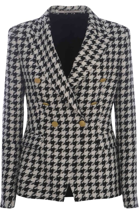 Tagliatore Coats & Jackets for Women Tagliatore Black And White Linen Blend Blazer