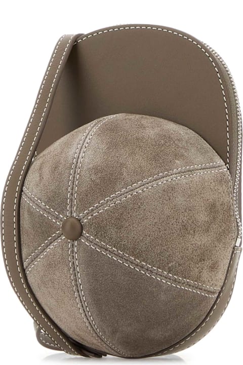 J.W. Anderson Totes for Men J.W. Anderson Dove Grey Suede Medium Cap Crossbody Bag