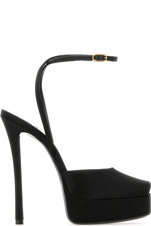 الصنادل لـ السيدات Saint Laurent Black Crepe Le Scandal Sandals