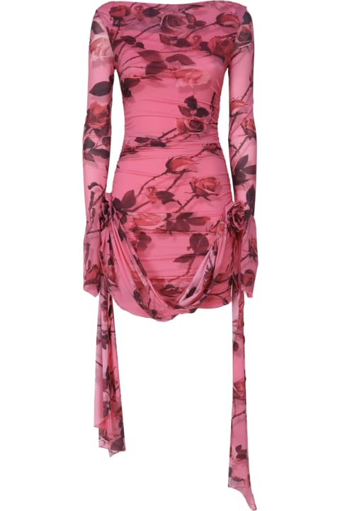 ウィメンズ Blumarineのワンピース＆ドレス Blumarine Short Jersey Dress In Rose Torchon Print