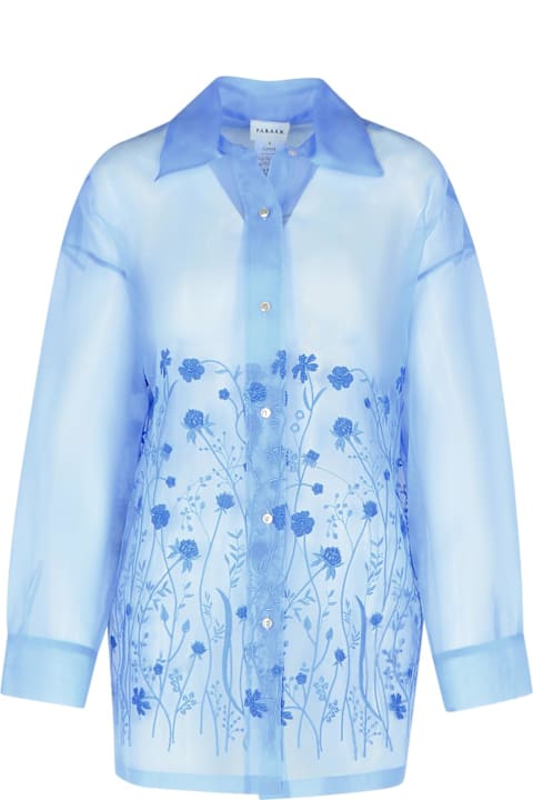 Parosh for Men Parosh 'fiori' Light Blue Silk Shirt