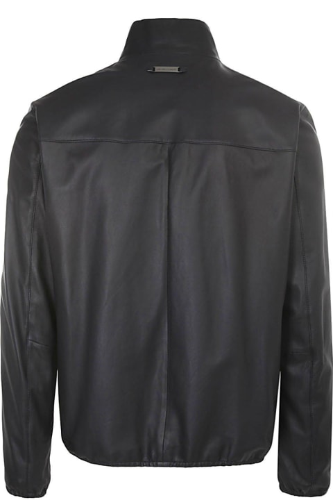 Emporio Armani for Men Emporio Armani Zip-up Long Sleeved Leather Jacket