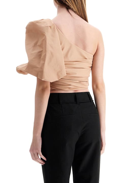 Homeware Pinko Asymmetrical One-shoulder Taffeta Top In Cameo Pink
