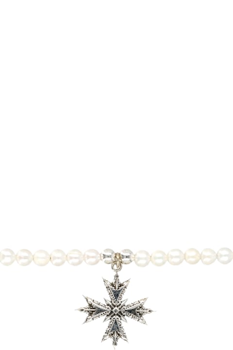 Emanuele Bicocchi for Kids Emanuele Bicocchi Emanuele Bicocchi Pearl Necklace With Silver Cross Pendant