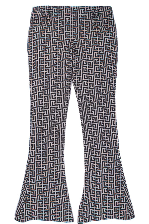 Balmain Pants & Shorts for Women Balmain Jacquard Wool Bootcut Pants