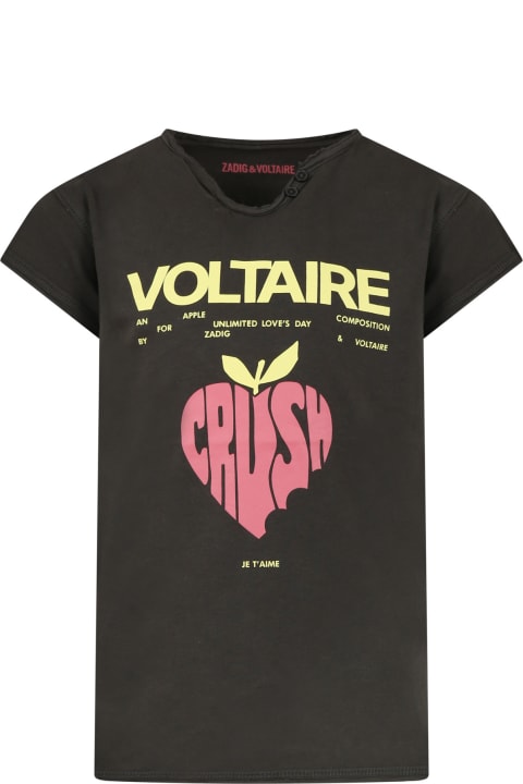 ガールズ Zadig & VoltaireのTシャツ＆ポロシャツ Zadig & Voltaire Green T-shirt For Girl With Logo