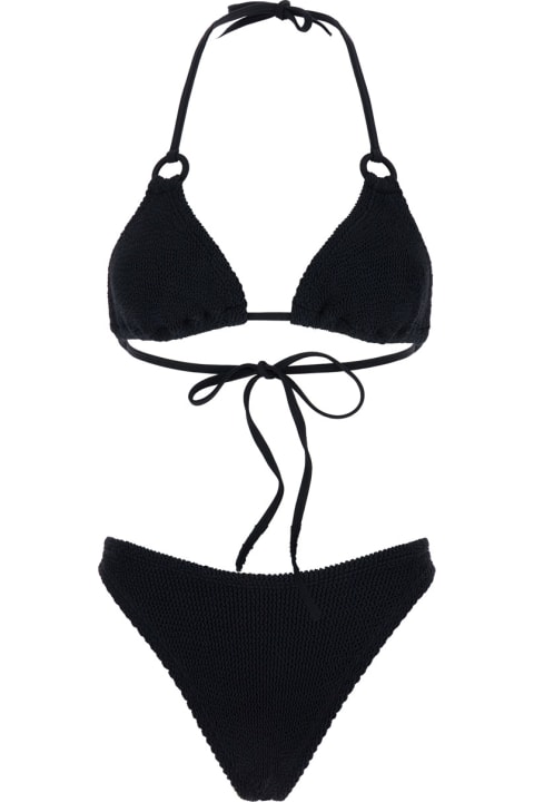 Hunza G Swimwear for Women Hunza G 'eva' Black Bikini With Ring Details In Ribbed Stretch Polyamide Woman