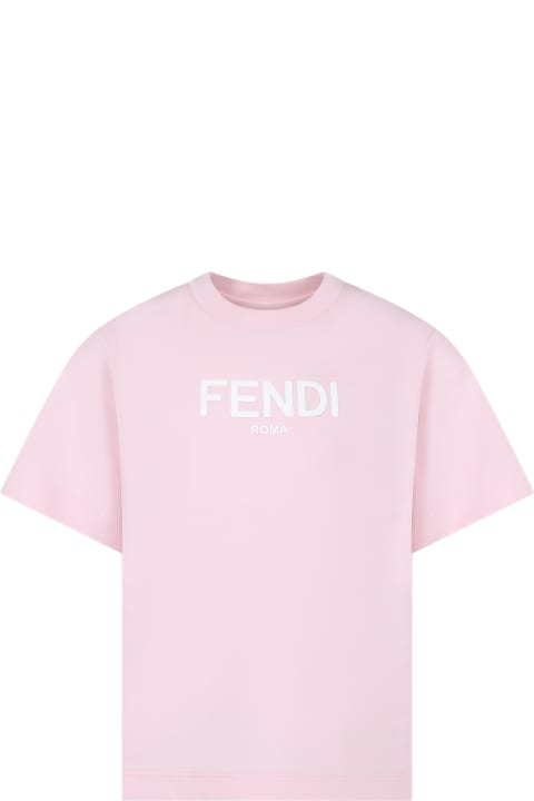 Fendi for Girls Fendi Pink T-shirt For Kids With Logo