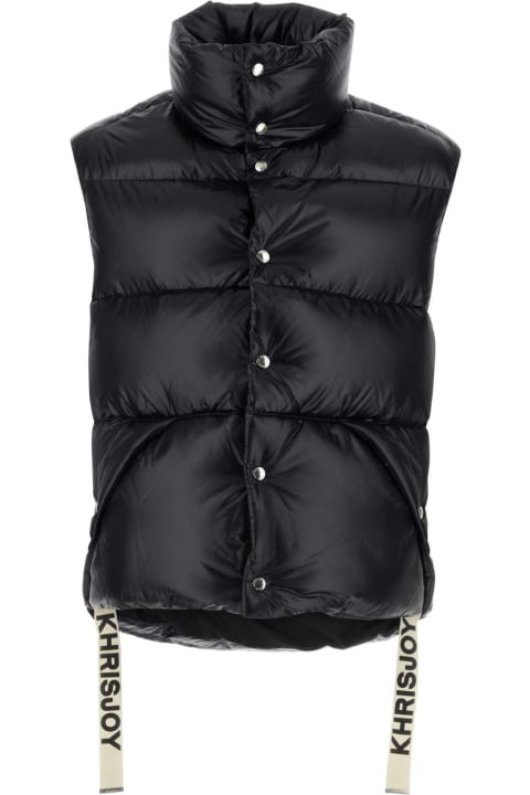 Khrisjoy Coats & Jackets for Men Khrisjoy Black Nylon Sleeveless Puff Shiny Down Jacket