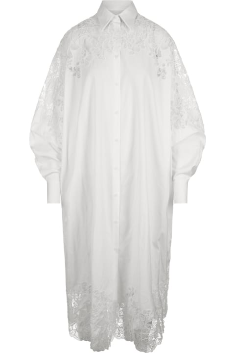 Fashion for Women Ermanno Scervino White Oversized Shirt Dress With Lace