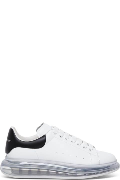 Alexander Mcqueen Man's Oversize White Leather Sneakers With Black Heel Tab