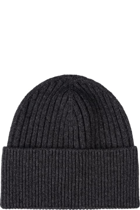 Moncler Grenoble Hats for Men Moncler Grenoble Anthracite Grey Cashmere Beanie With Logo