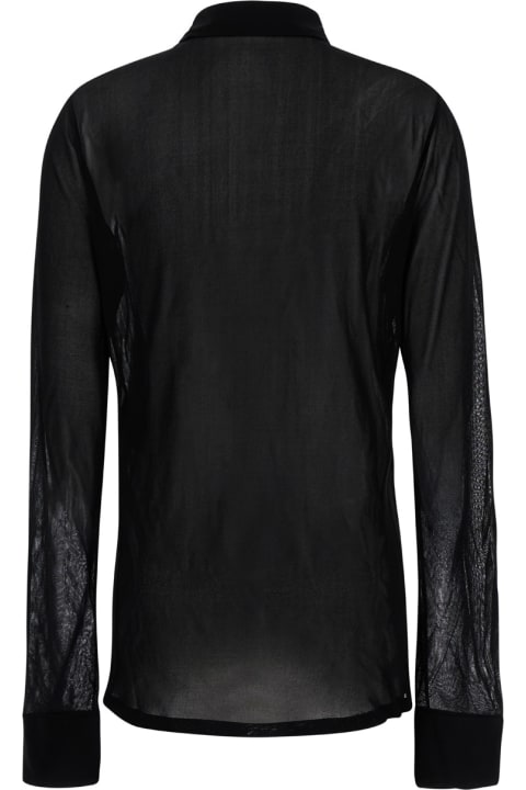 ウィメンズ Saint Laurentのトップス Saint Laurent Black Shirt With Transparent Effect In Jersey Crepe Woman