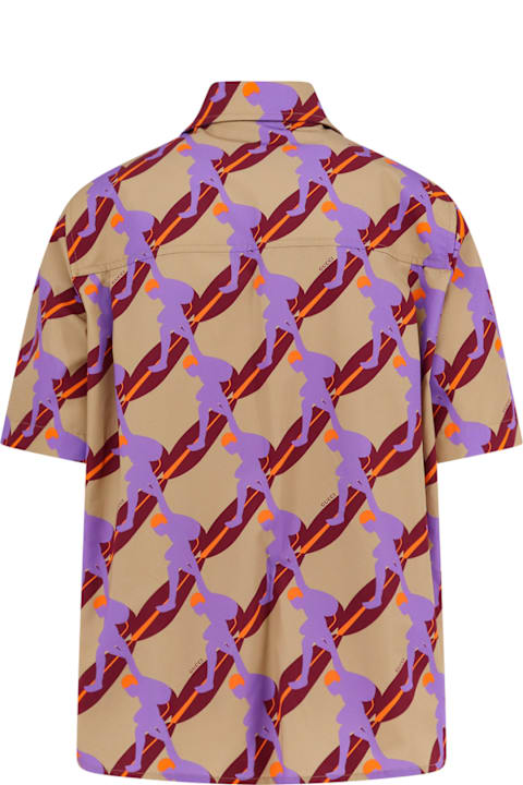 Clothing Sale for Men Gucci Bowling Cotton Popeline Shirt With All-over Surfer Print