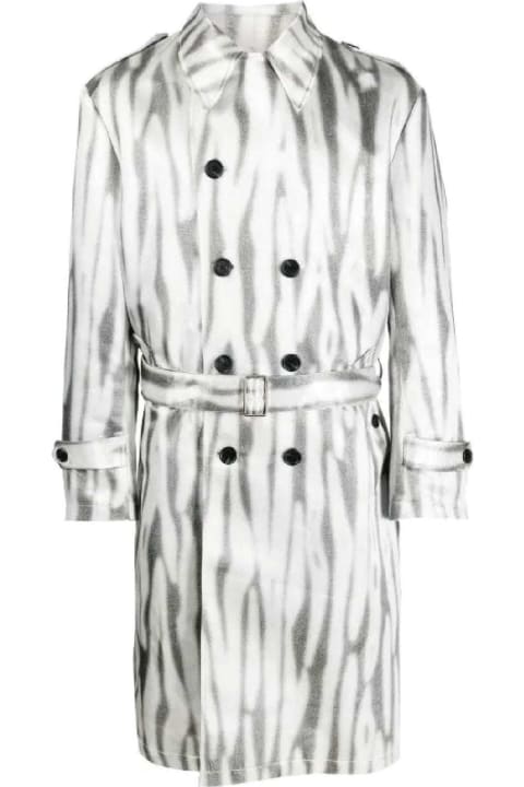 John Richmond Clothing for Men John Richmond Double Breasted Trench With Allover Pattern
