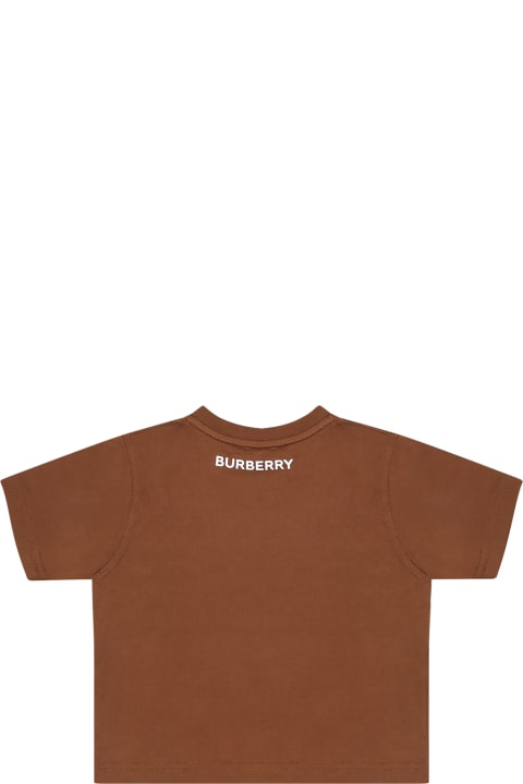 Topwear for Baby Girls Burberry Brown T-shirt For Baby Boy With Iconic Check