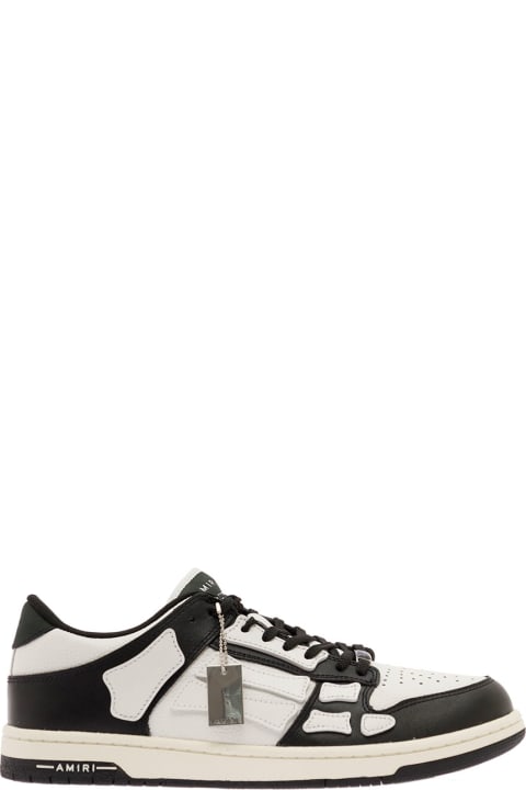 Homeware AMIRI 
skel Top Low
 White And Black Sneakers With Skeleton Patch In Leather Man