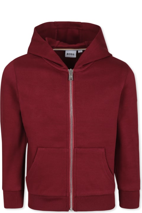 Homeware Hugo Boss Burgundy Sweatshirt For Boy With Logo