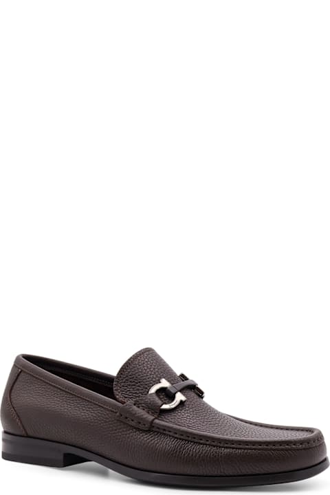 Ferragamo Shoes for Men Ferragamo Grandioso Leather Loafer With Gancini Detail
