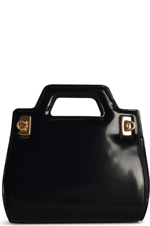 Ferragamo Bags for Women Ferragamo 'wanda' Black Shiny Leather Bag