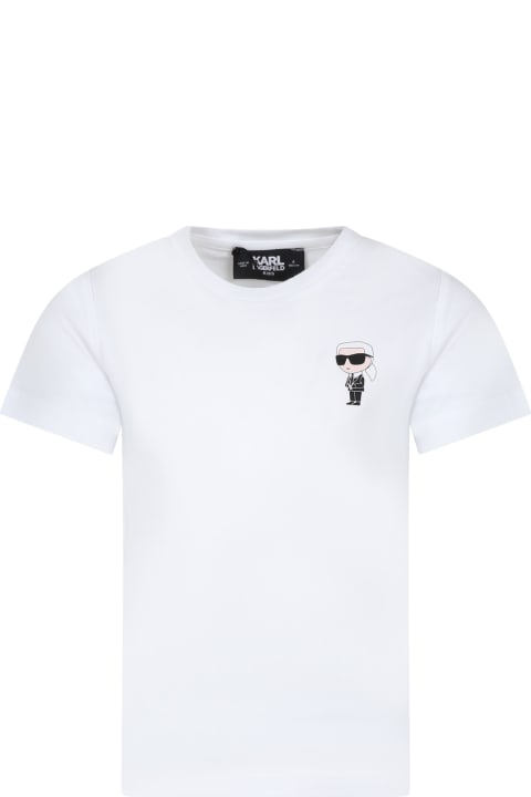 Karl Lagerfeld Kids T-Shirts & Polo Shirts for Boys Karl Lagerfeld Kids White T-shirt For Boy With Karl Print