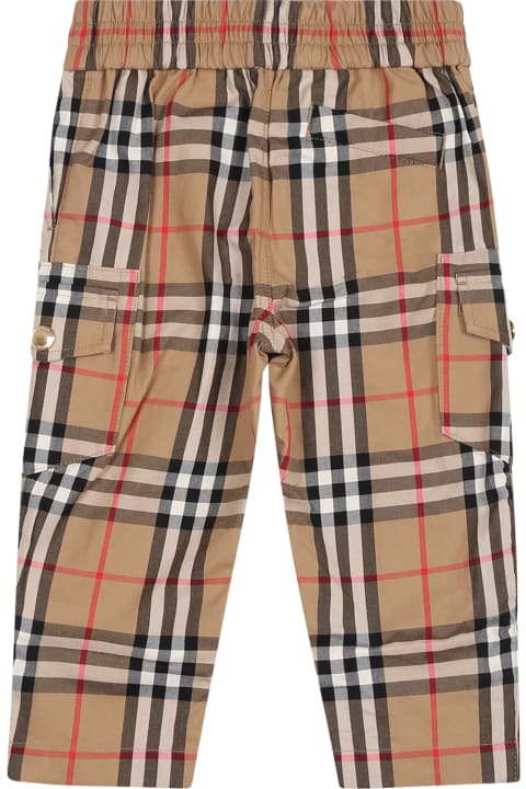 Burberry for Kids Burberry Beige Pants For Boy With Iconic All-over Check