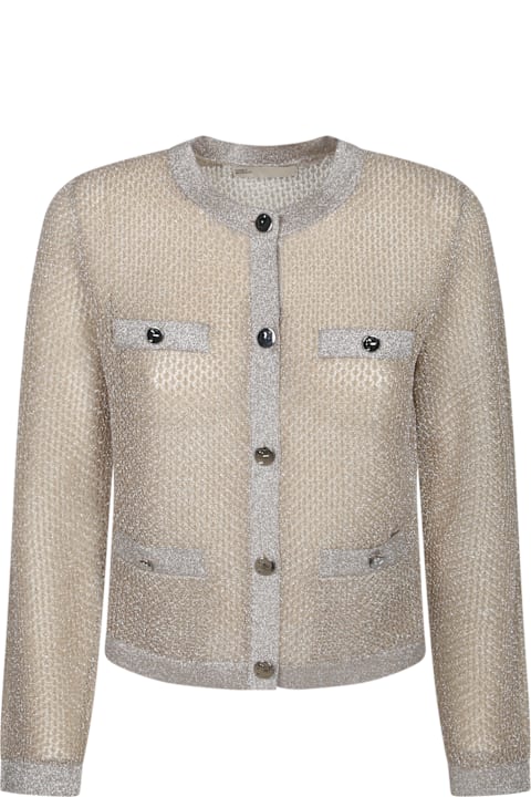 Tory Burch Sweaters for Women Tory Burch Kendra Mesh Beige Cardigan