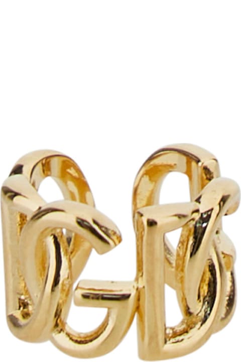Gold Earcuff With Dg Logo In Brass Woman