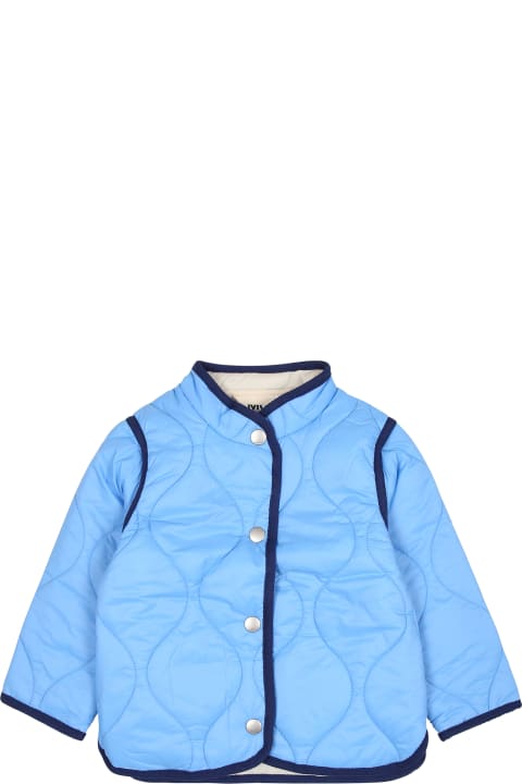 Topwear for Baby Boys Molo Light Blue Down Jacket Harrie For Baby Boy