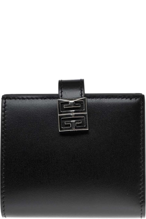 Givenchy for Women Givenchy Givenchy Woman's Bifold Black Leather Wallet With 4g Logo
