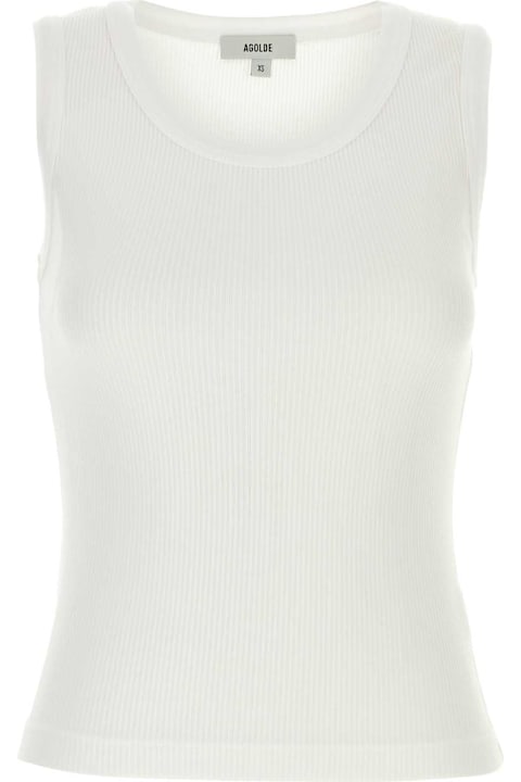 AGOLDE White Stretch Cotton Blend Tank Top