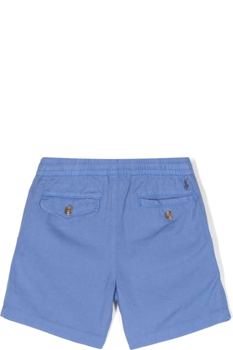 Bottoms for Boys Ralph Lauren Cerulean Blue Linen And Cotton Bermuda Shorts