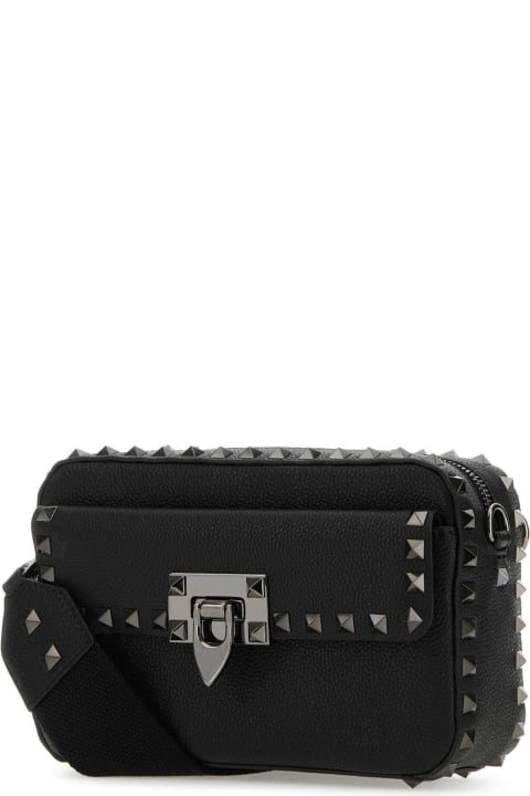 ウィメンズ Valentino Garavaniのバッグ Valentino Garavani Black Leather Rockstud Crossbody Bag