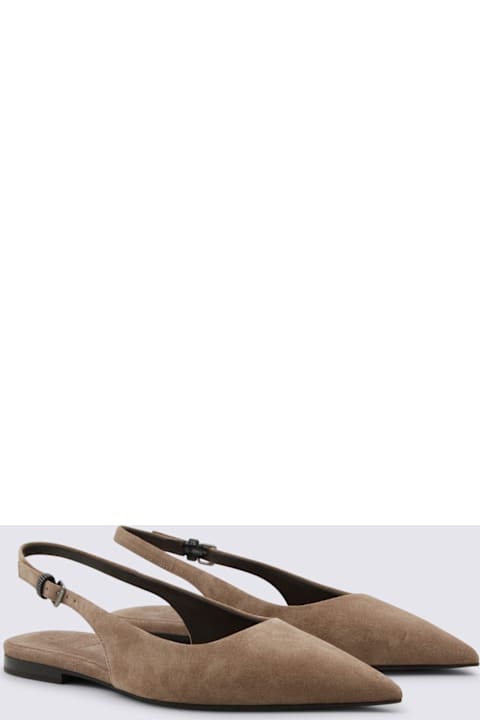 Brunello Cucinelli Beige Suede Flats