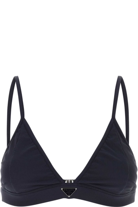 Underwear & Nightwear for Women Prada Navy Blue Stretch Nylon Bikini Top