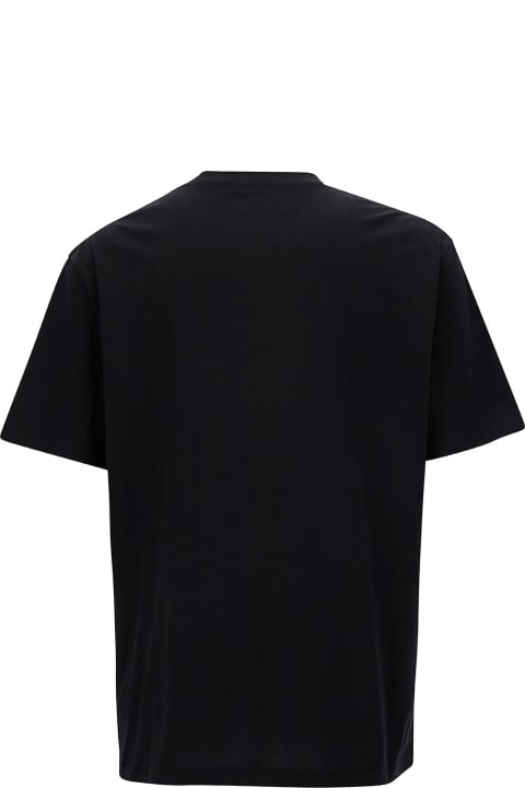 メンズ トップス Balmain Black Crewneck T-shirt With Contrasting Logo Embroidery In Cotton Man