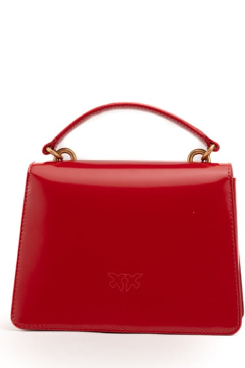 Pinko for Women Pinko Mini Love One Top Handle Light Bag In Red Shiny Leather
