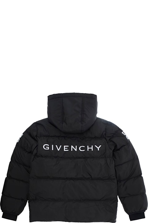 Givenchy Coats & Jackets for Boys Givenchy Black Down Jacket With Hood And Logo Detail On Sleeve And Rear In Tech Fabric Boy