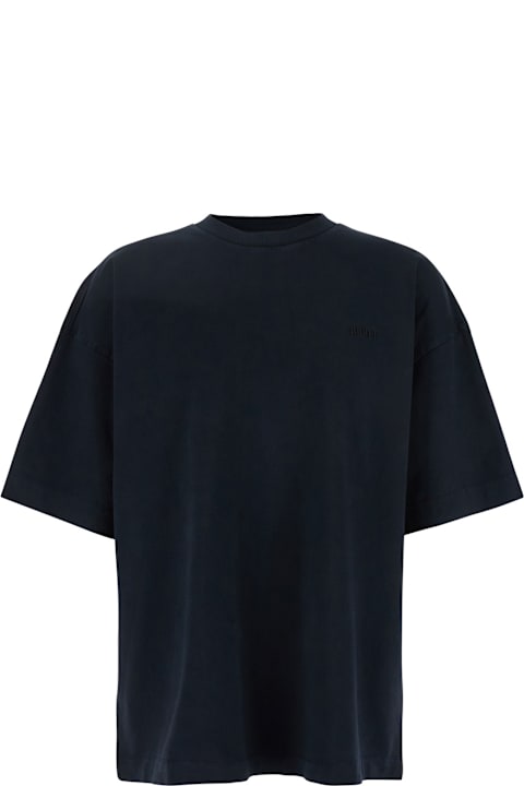 Juun.J for Women Juun.J Blue T-shirt With Logo Embroidered On The Front And Print On The Back In Cotton Man