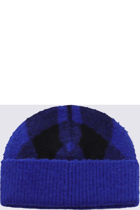Burberry Men Burberry Blue And Black Wool Hat
