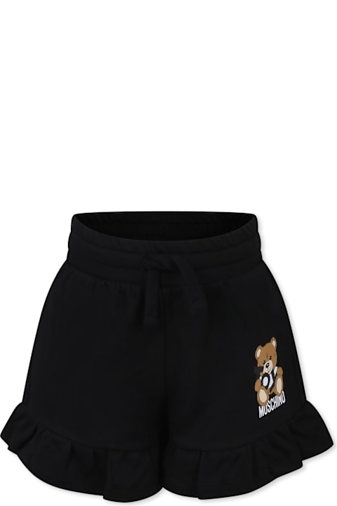 Homeware Moschino Black Shorts For Girl With Teddy Bear